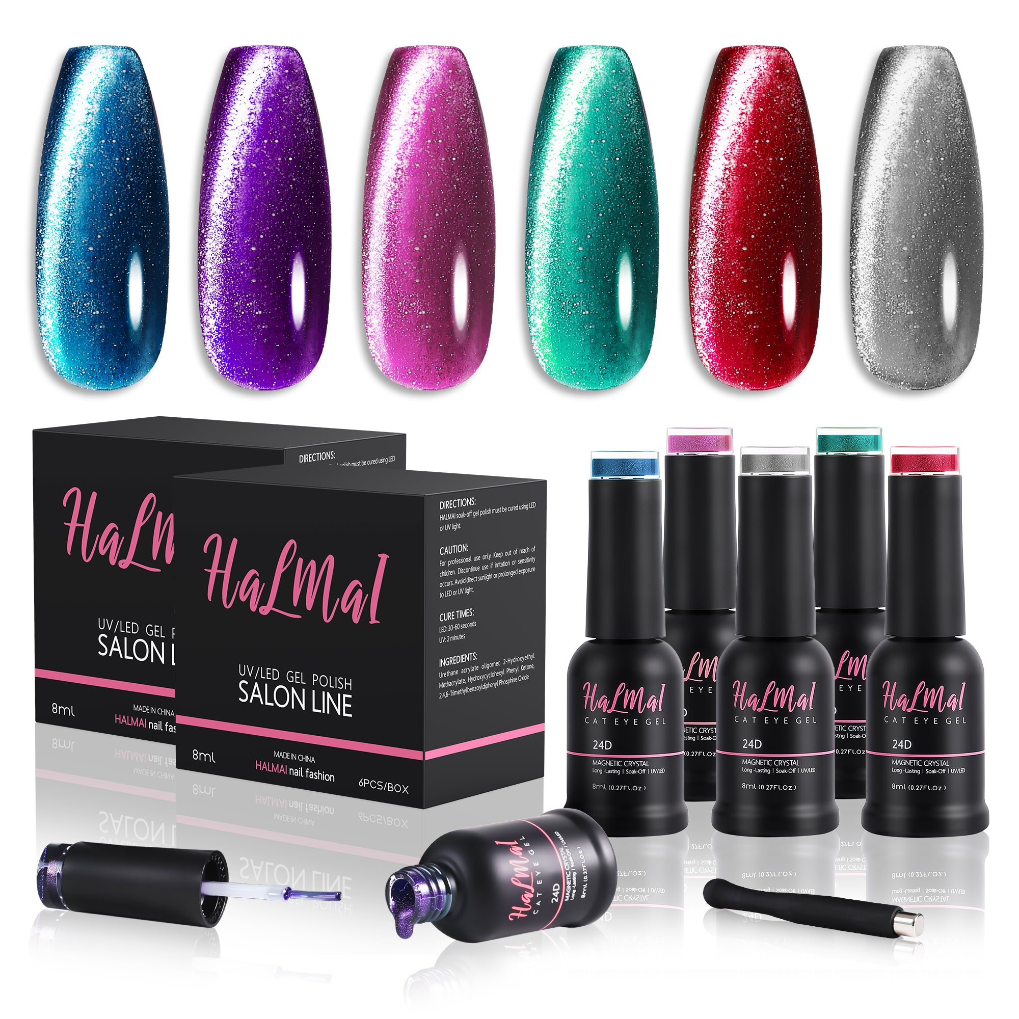 24D Cat Eye Gel Nail Polish 6 Colors 6*8ml