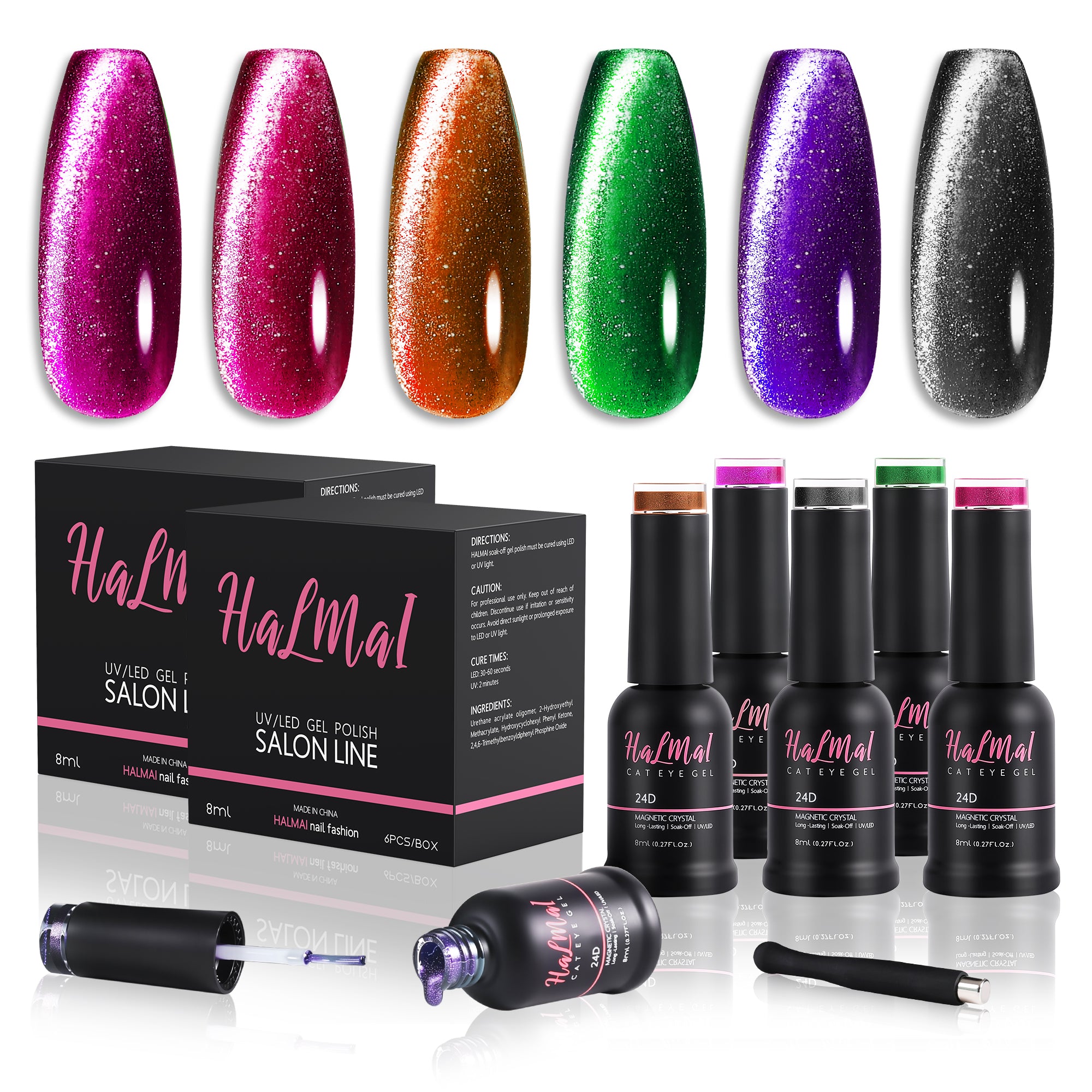 24D Cat Eye Gel Nail Polish 6 Colors 6*8ml