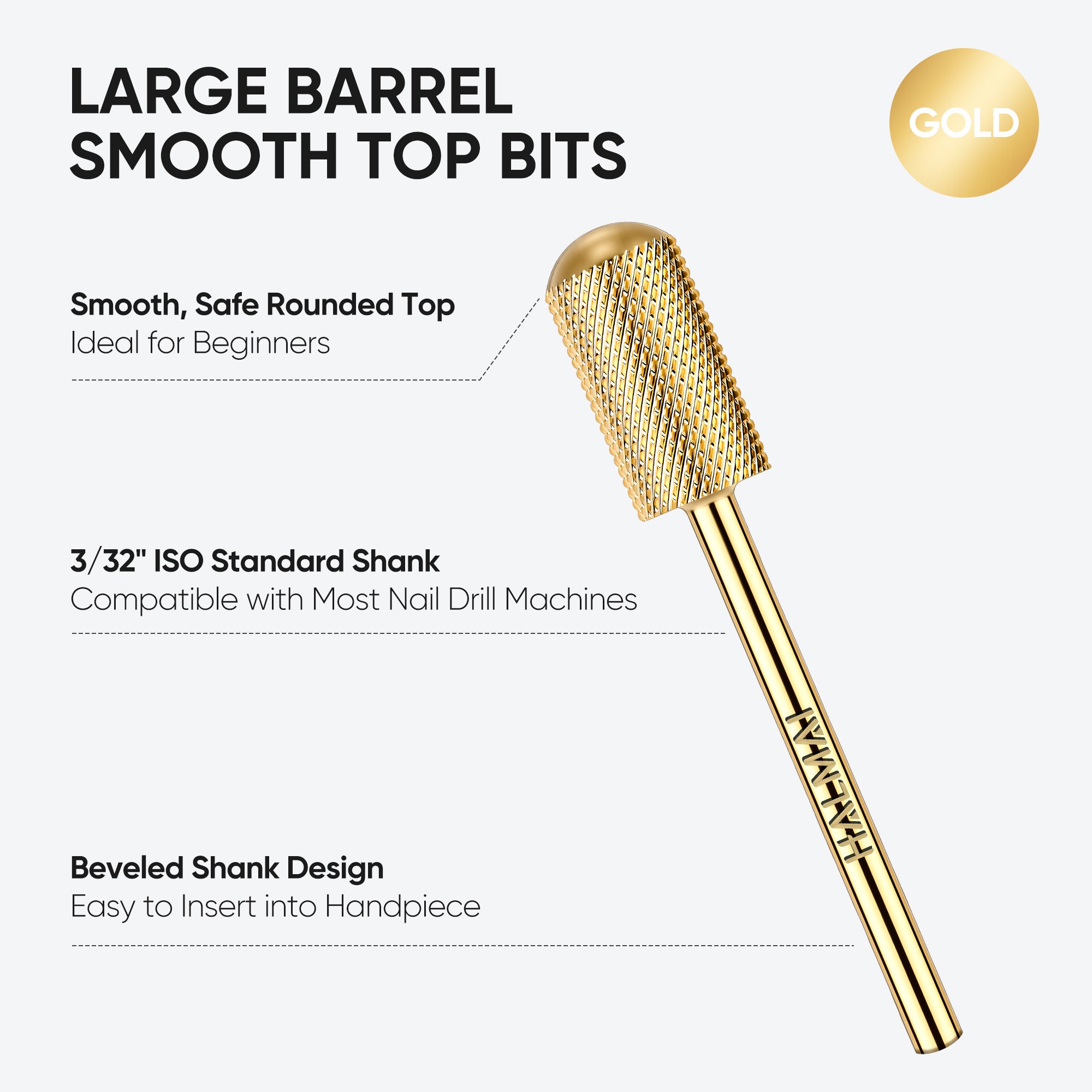 Large Barrel Smooth Bit-Gold