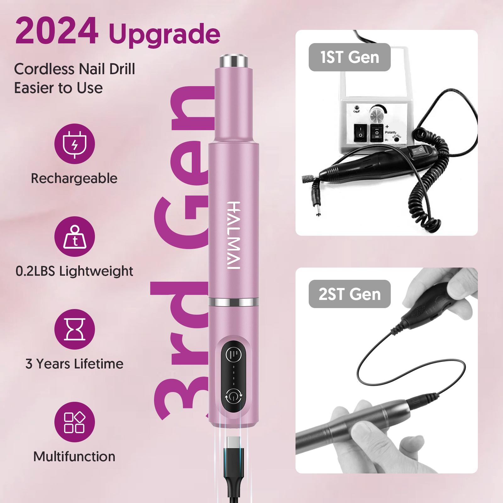 HMC180 Cordless Portable Electric Nail Drill Machine