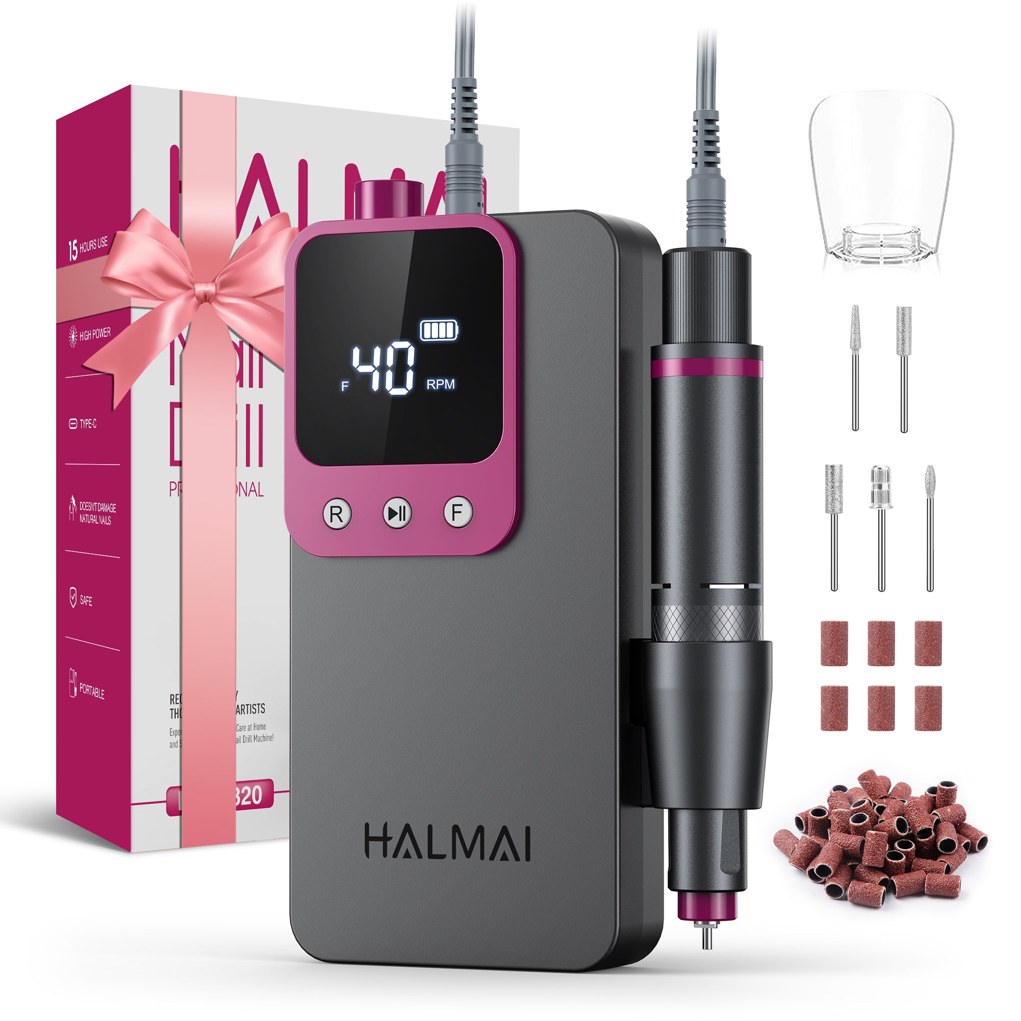 HALMAI 40000RPM HMC320 Salon-Grade Professional Electric Nail Drill
