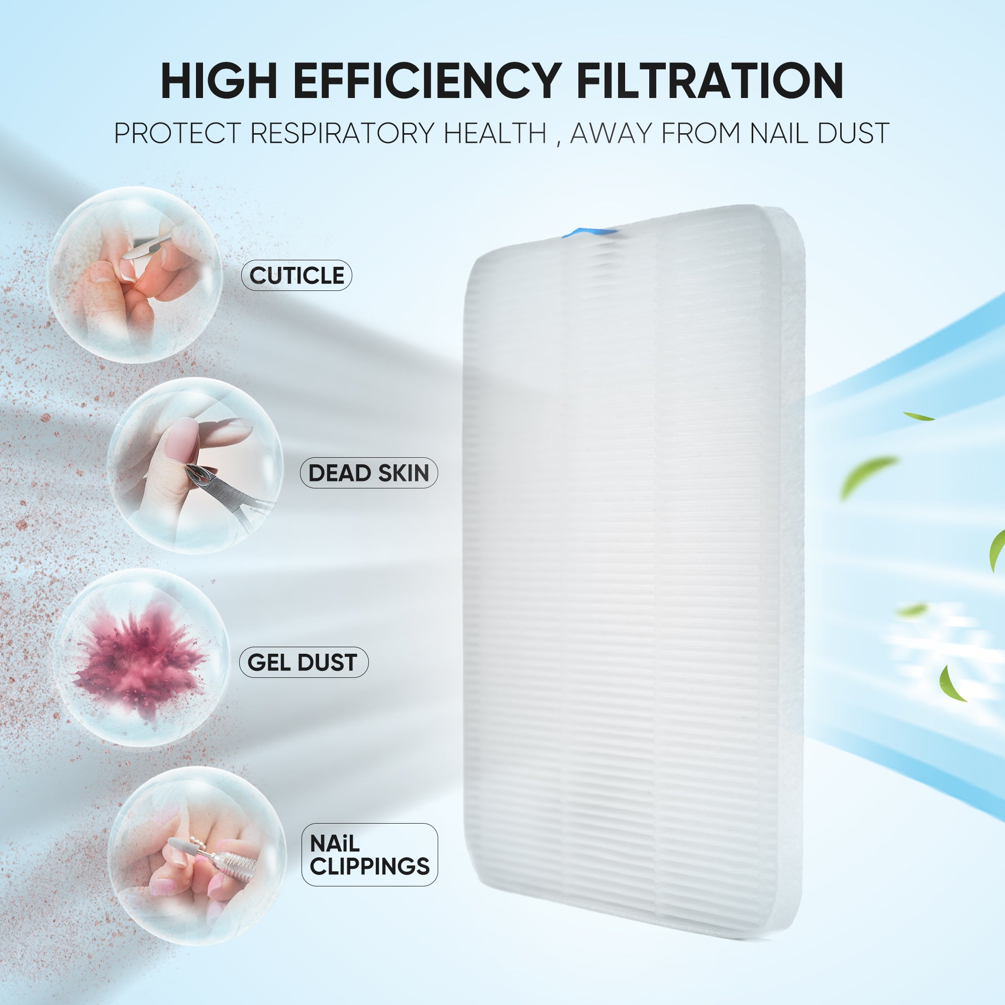 HALMAI Nail Dust Collector Replacement Filter