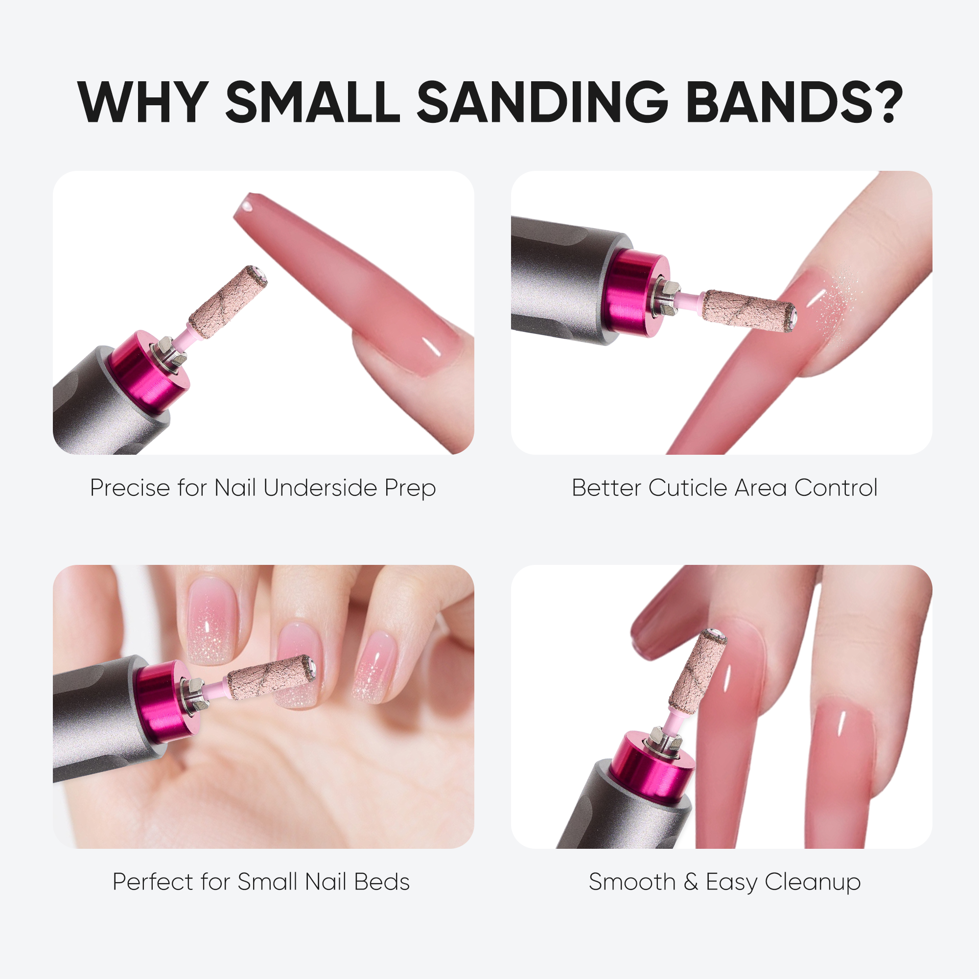Professional Mandrel + Sanding Bands Set – Pink Mini Mandrel with #180 100pcs Drill Bands