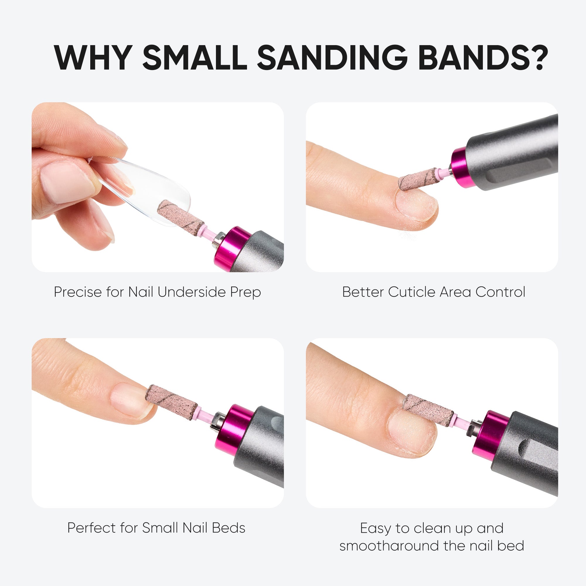 Professional Mandrel + Sanding Bands Set – Pink Mini Mandrel with #180 100pcs Drill Bands