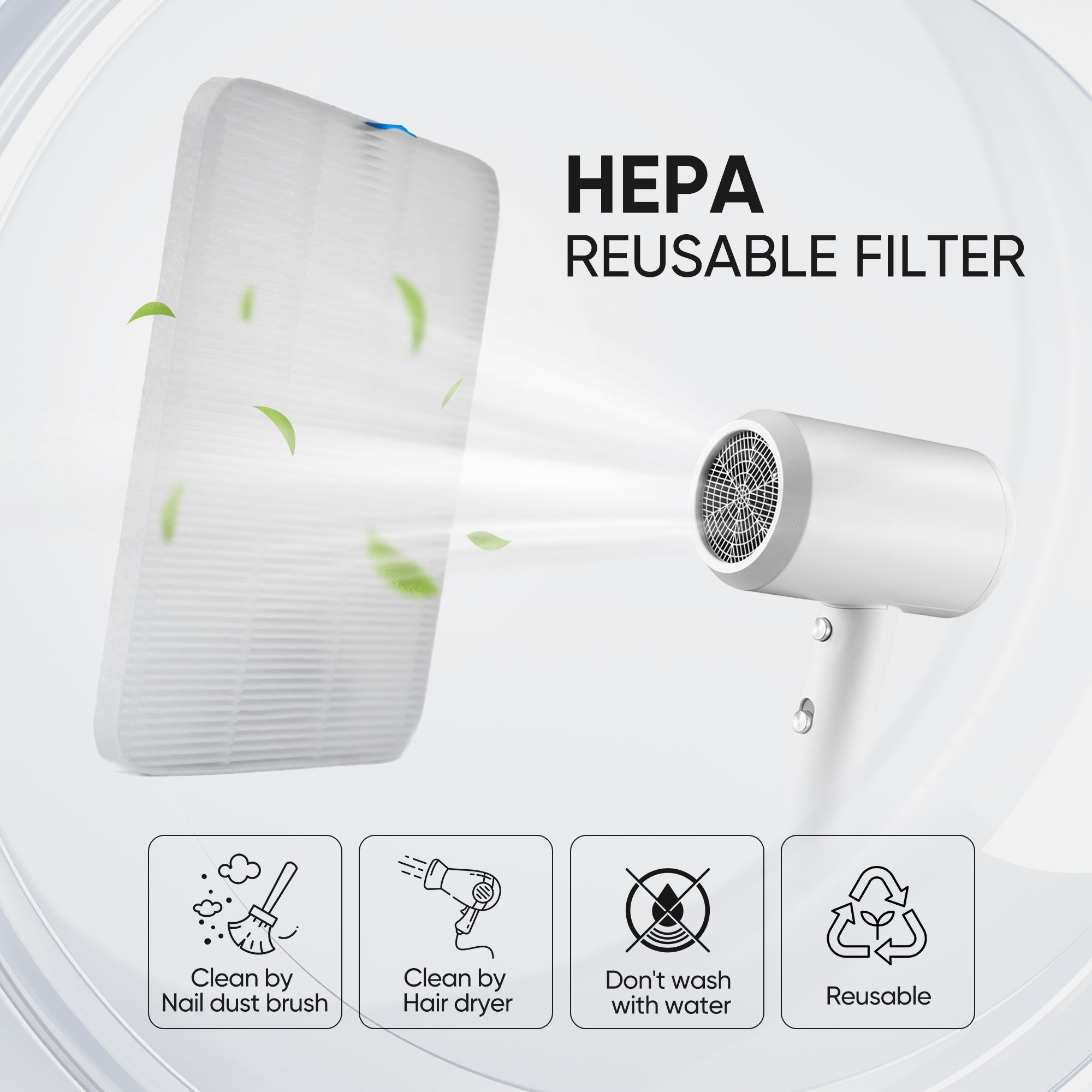 HALMAI Nail Dust Collector Replacement Filter