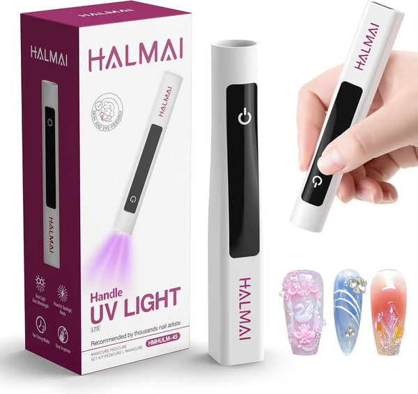 Handheld UV Nail Lamp for Gel Polish,Portable Mini Red Light with LED,Cordless Rechargeable USB Nail Dryer,at-Home Manicure Salon Tool with Nail Curing,Nail Stamping & Cat Eye Magnet (White)