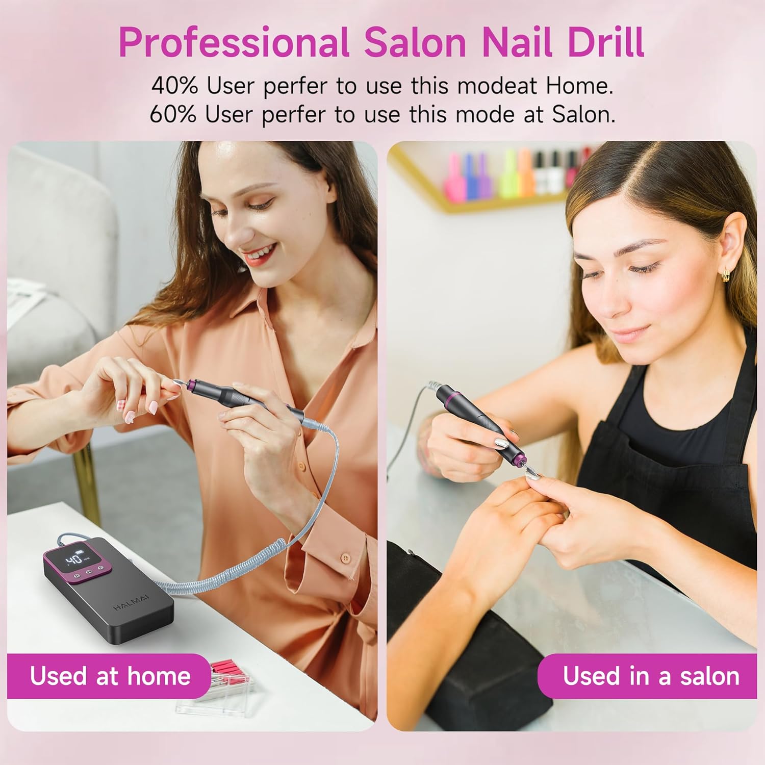 HALMAI 40000RPM HMC320 Salon-Grade Professional Electric Nail Drill