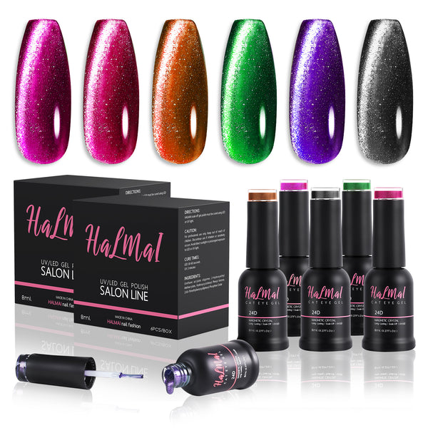 Luminous Reign-A 24D Cat Eye Gel Nail Polish 6 Colors 6*8ml（No Magnetic）